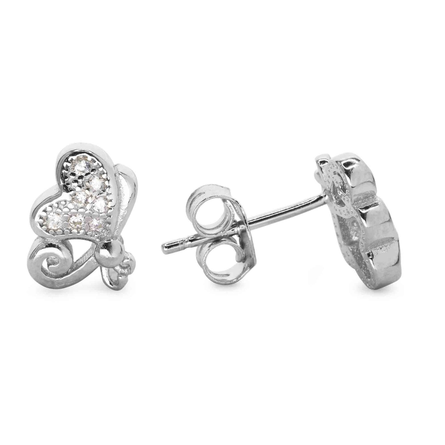 Aros de Plata 925 Diseño Perfil de Mariposa con Circones