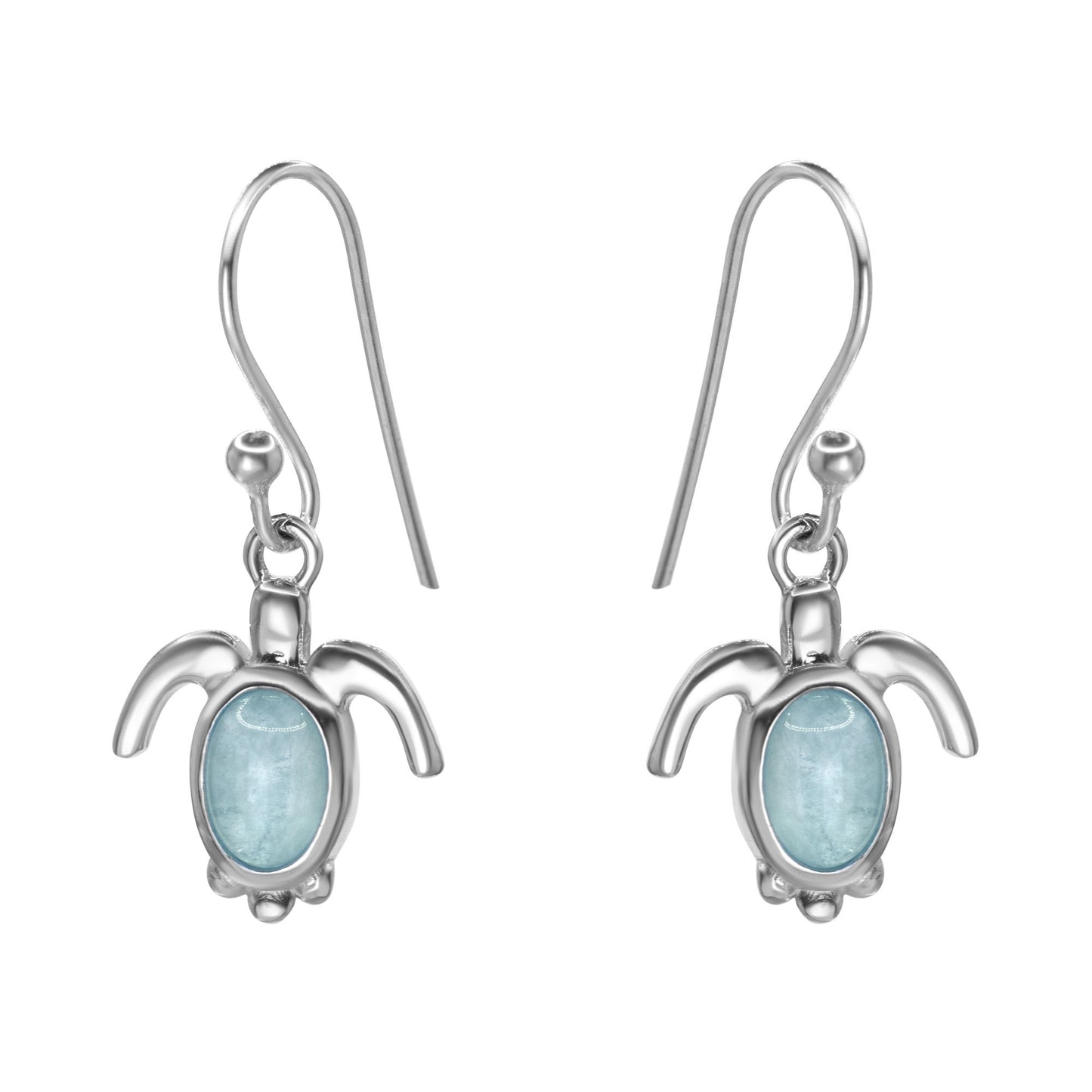 Aros de Plata 925 Diseño Tortuga con Piedra Calcedonia