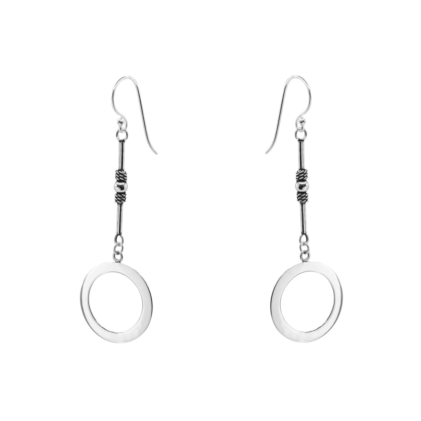 Aros de Plata 925 Diseño Tribal con Argollas Lisas