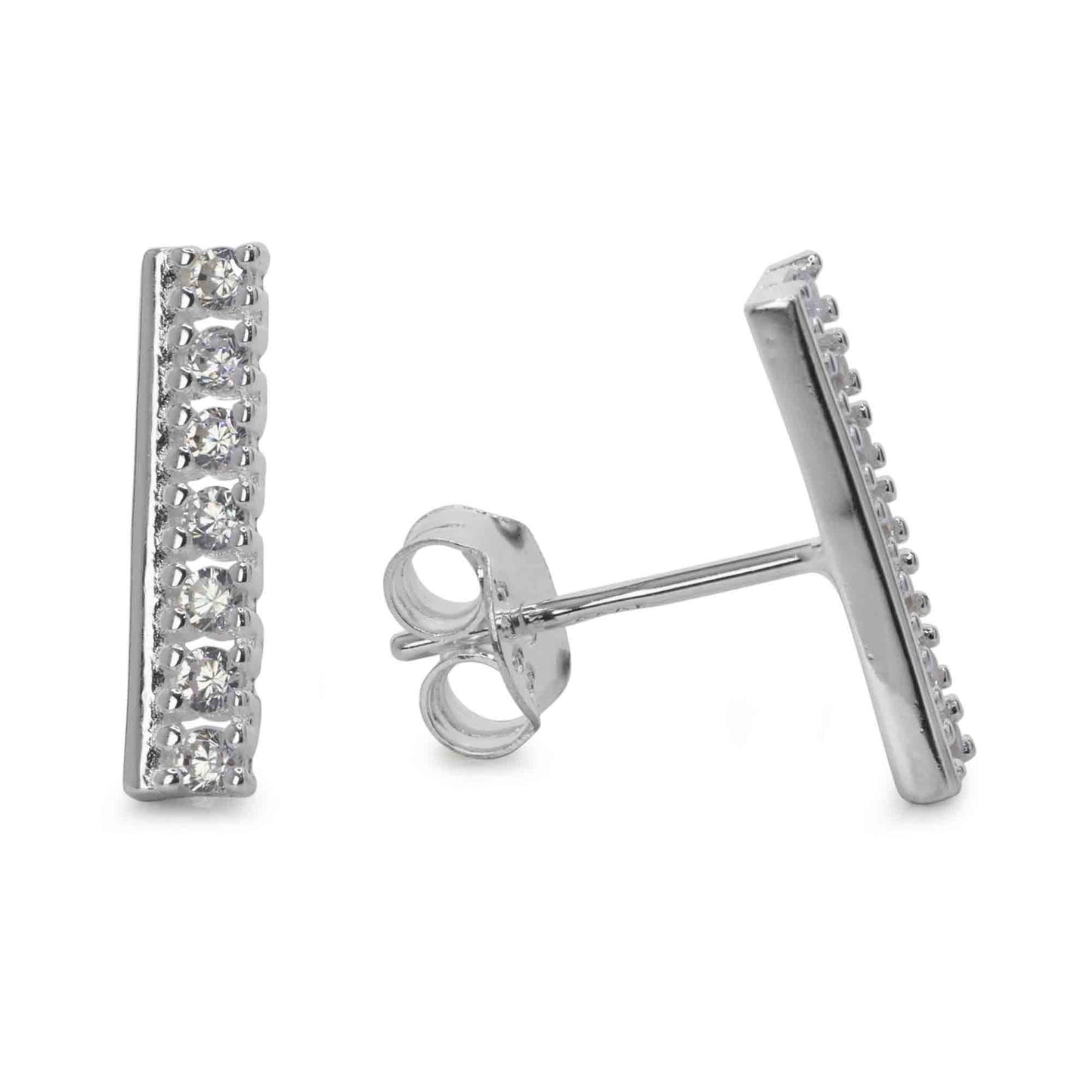 Aros de Plata 925 Diseño Varita con Circones