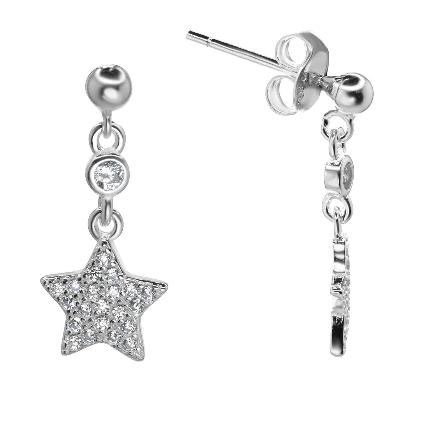 Aros de Plata 925 Esferas con Estrella de Circones