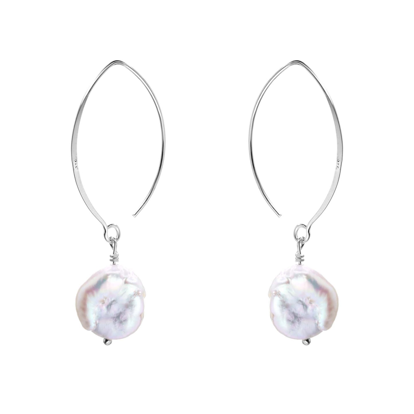 Aros de Plata 925 Estilo Argolla con Piedra Nácar