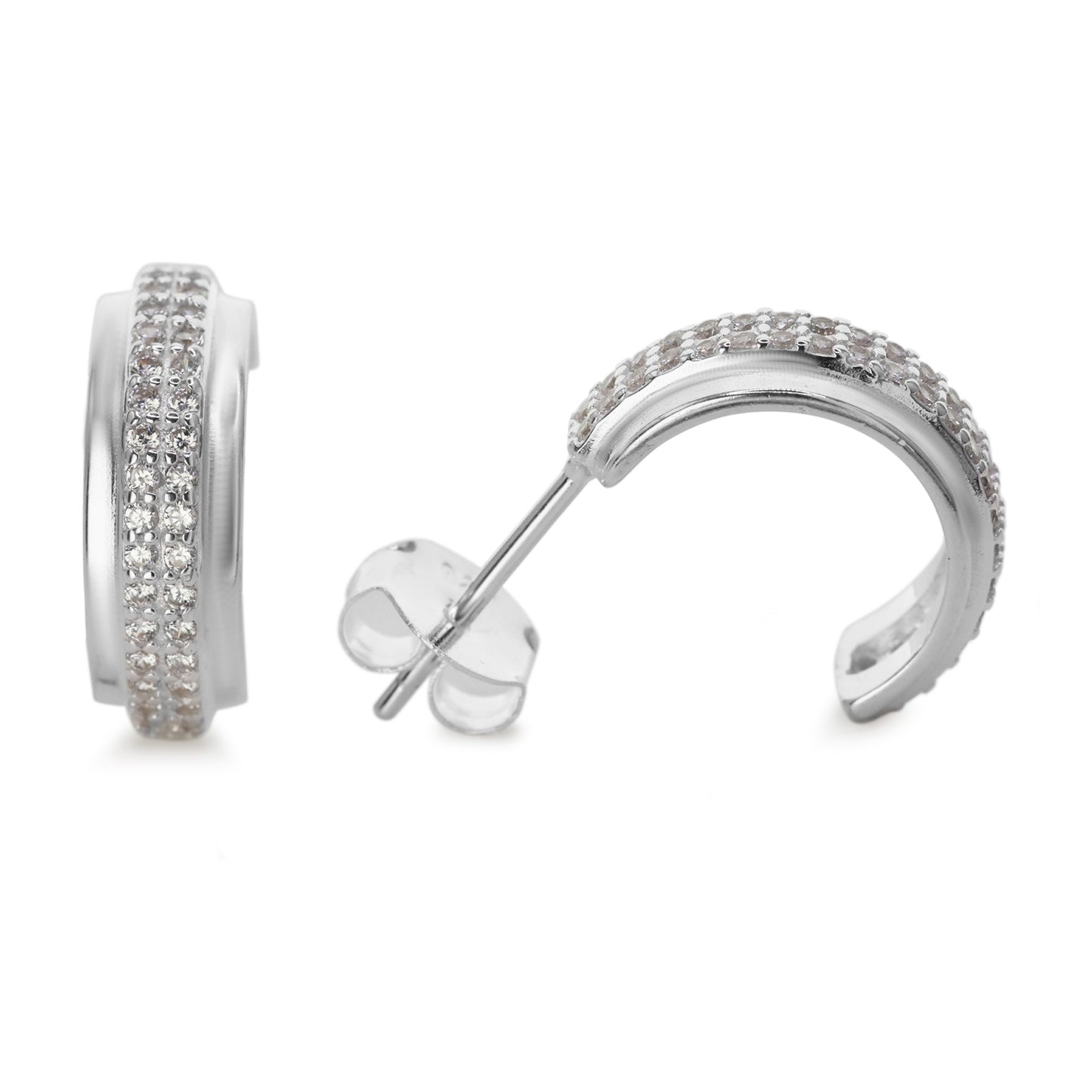 Aros de Plata 925 Estilo Argollas Semi Abiertas con Circones