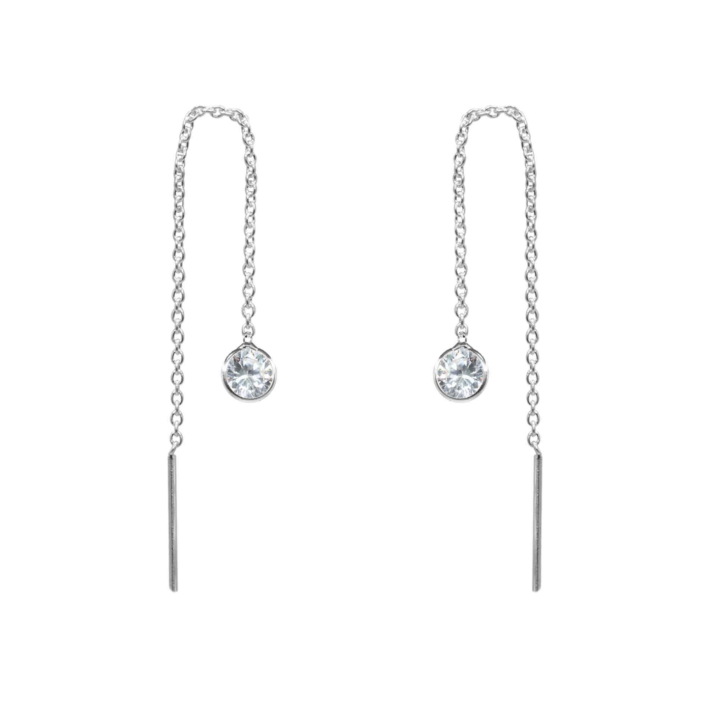 Aros de Plata 925 Estilo Cadena con Circón Sencillo