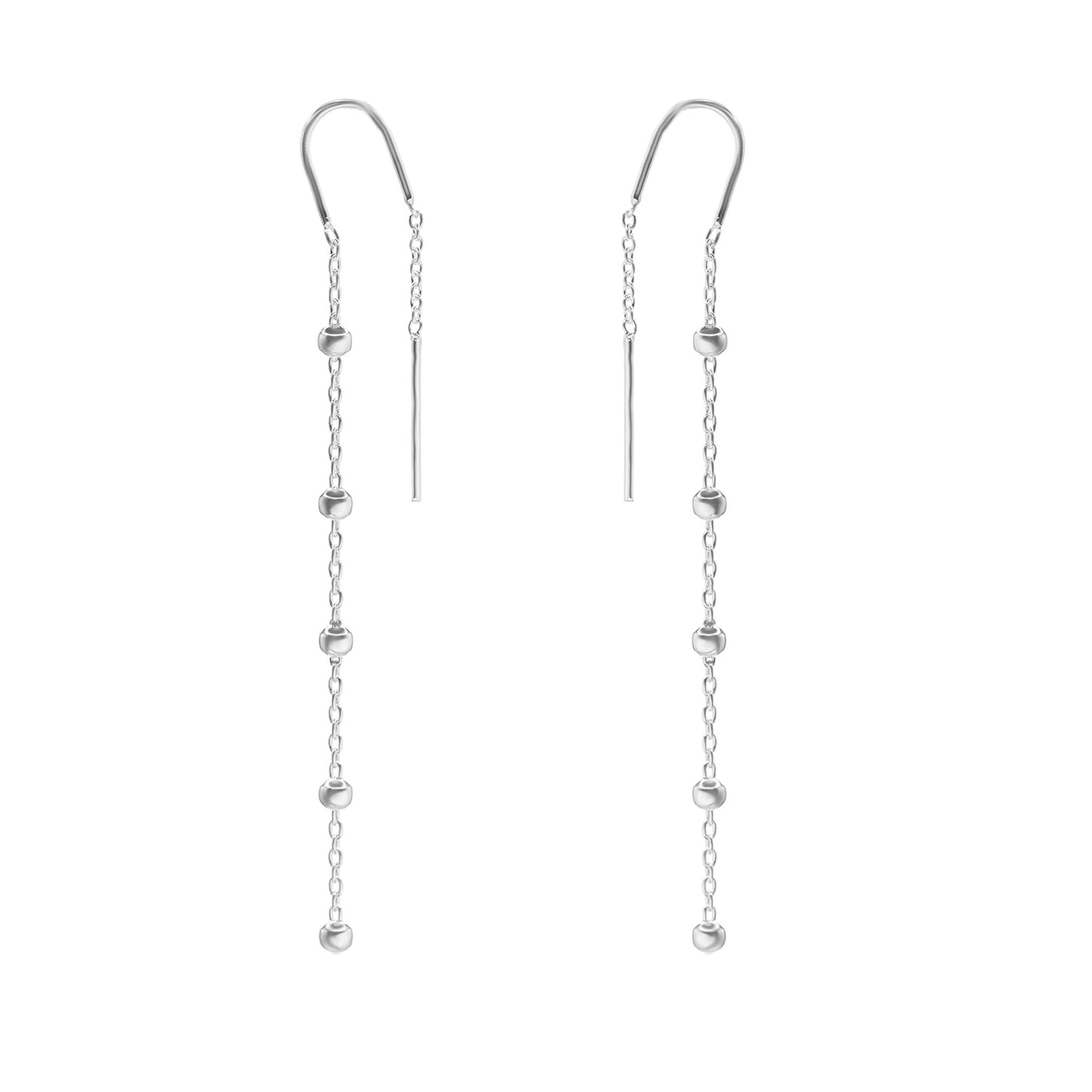 Aros de Plata 925 Estilo Cadena con Esferas