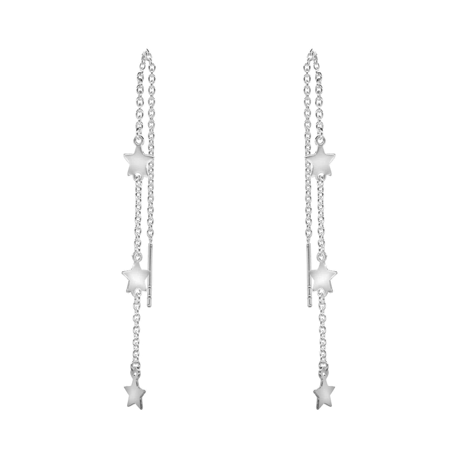 Aros de Plata 925 Estilo Cadenas con Estrellas