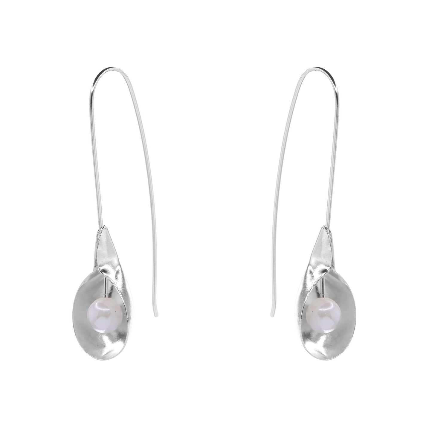 Aros de Plata 925 Estilo Flor con Perlas