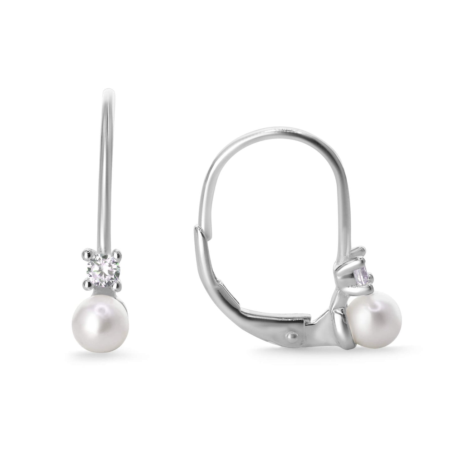 Aros de Plata 925 Estilo Gancho Catalán con Perla Imitación