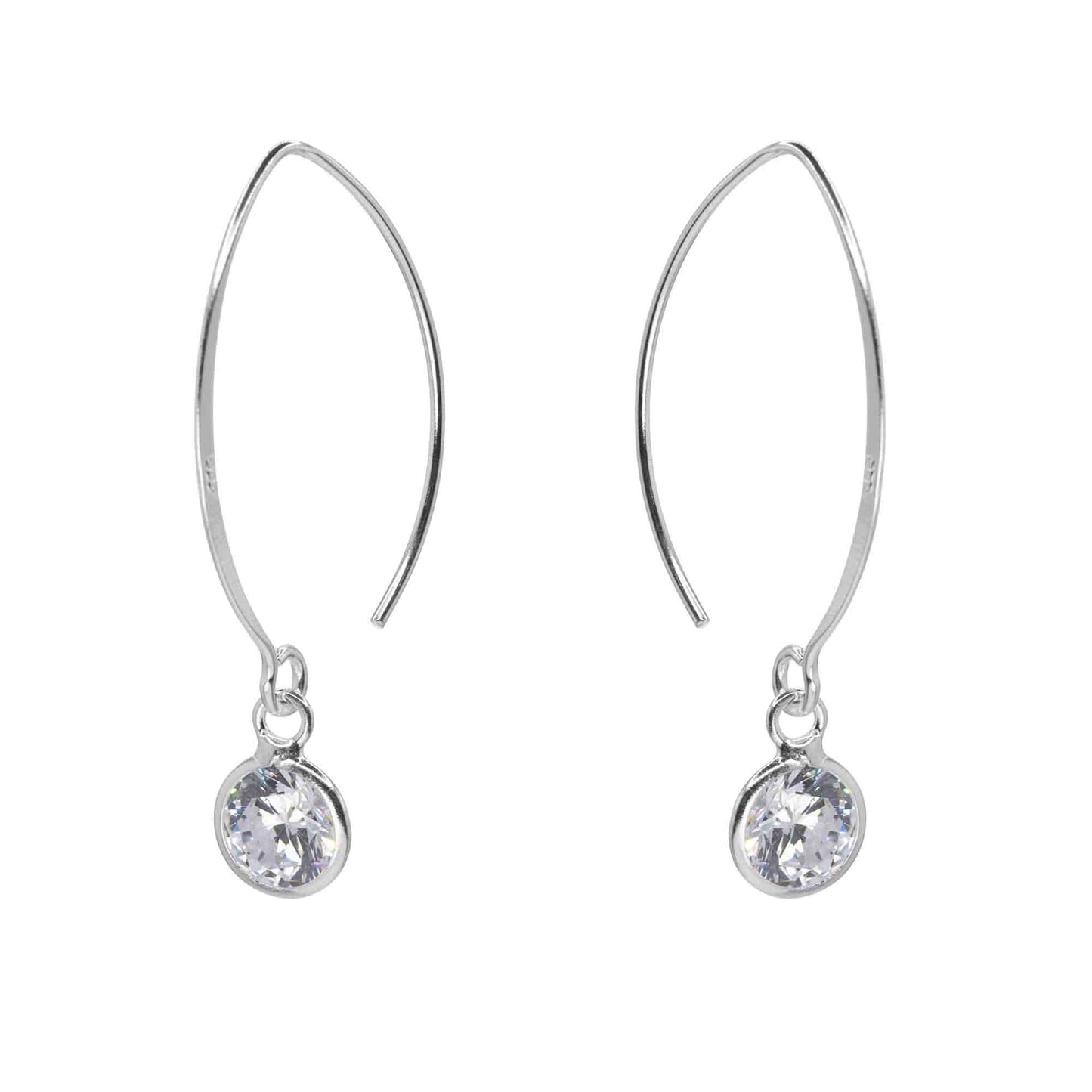 Aros de Plata 925 Estilo Gancho con Circón
