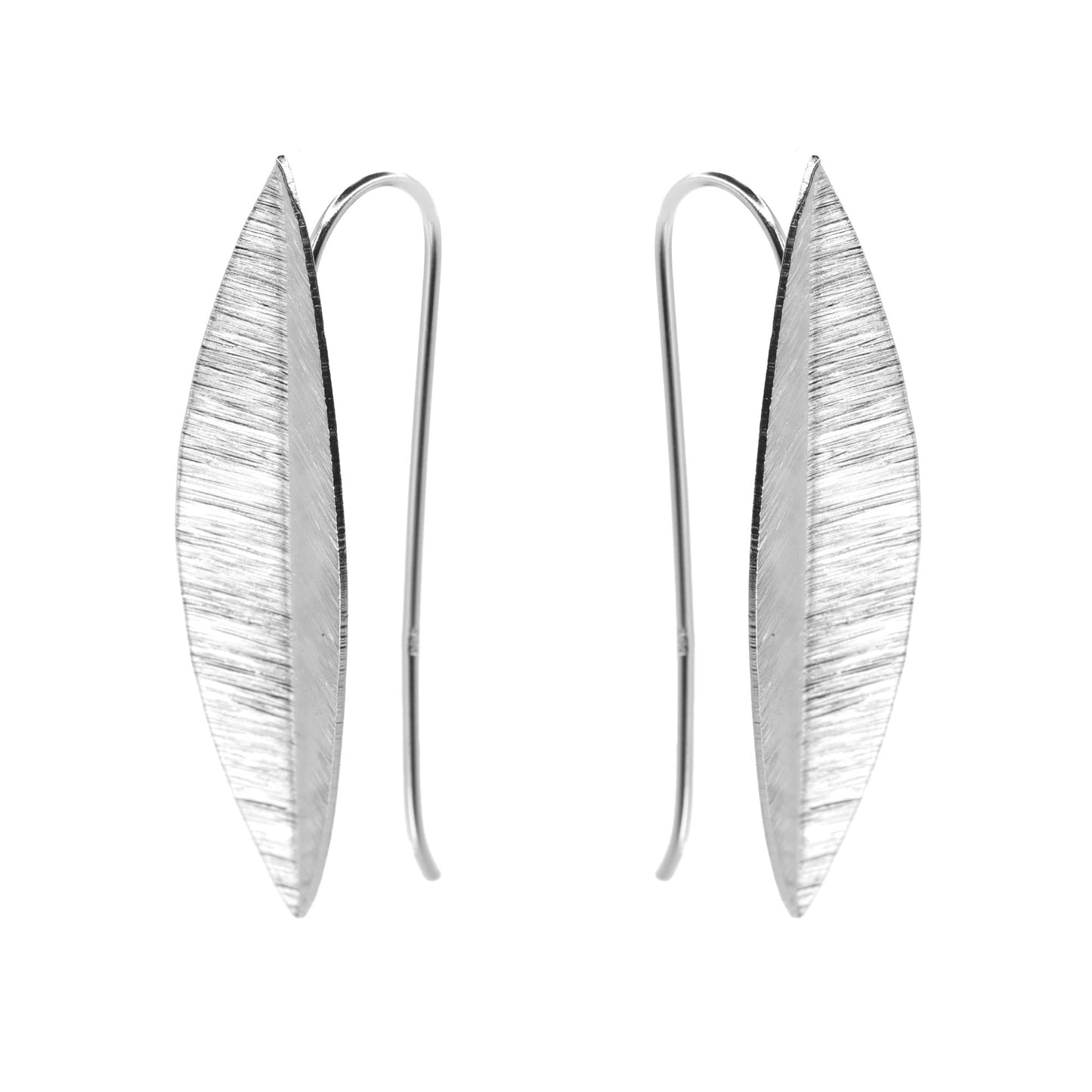 Aros de Plata 925 Estilo Gancho con Diseño Hoja Satinado