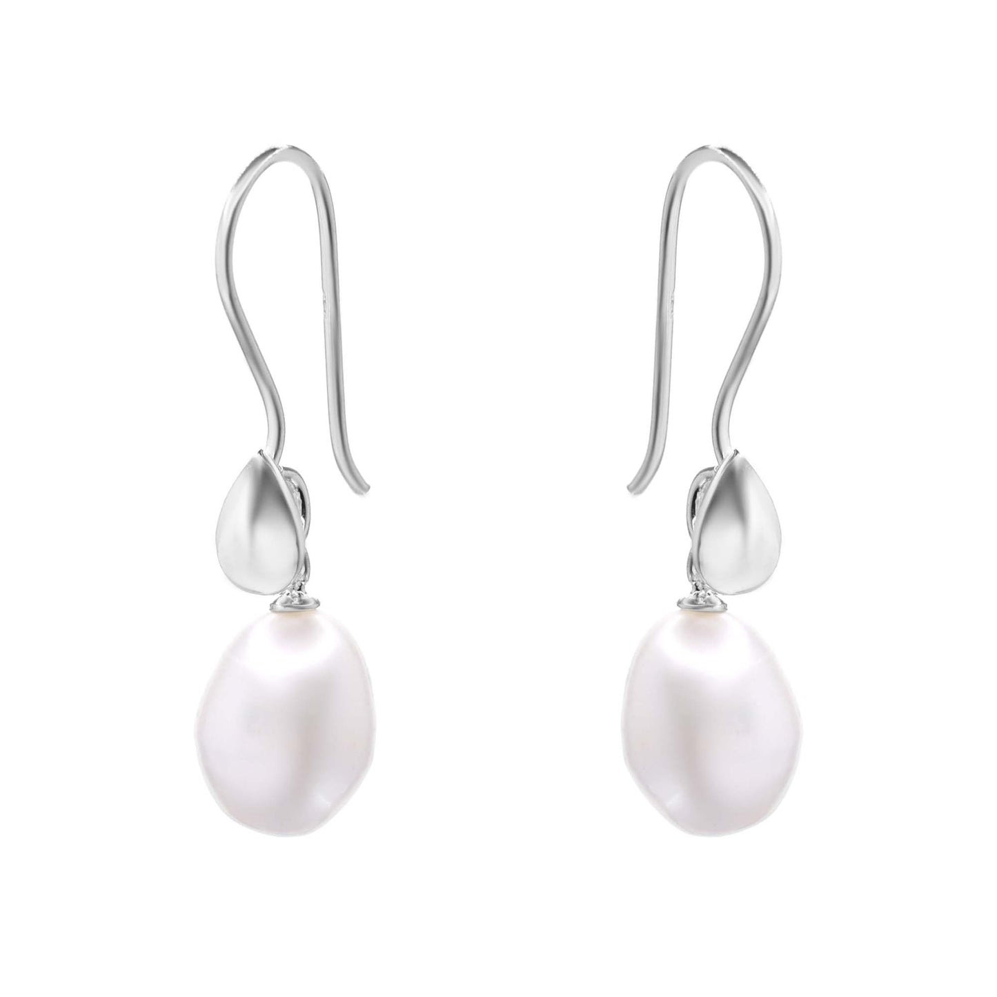 Aros de Plata 925 Estilo Gancho con Placa y Perlas