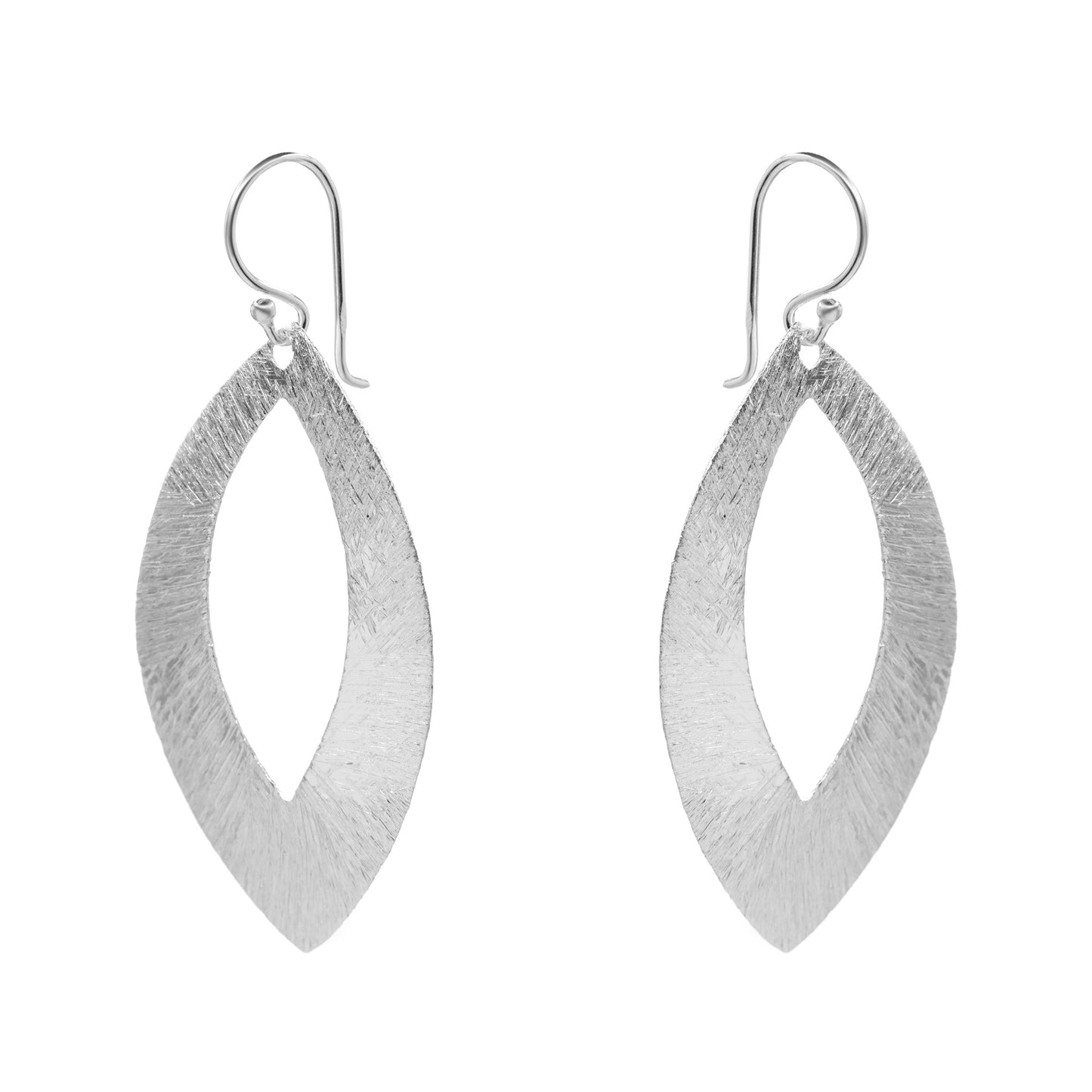 Aros de Plata 925 Estilo Hoja Satinada