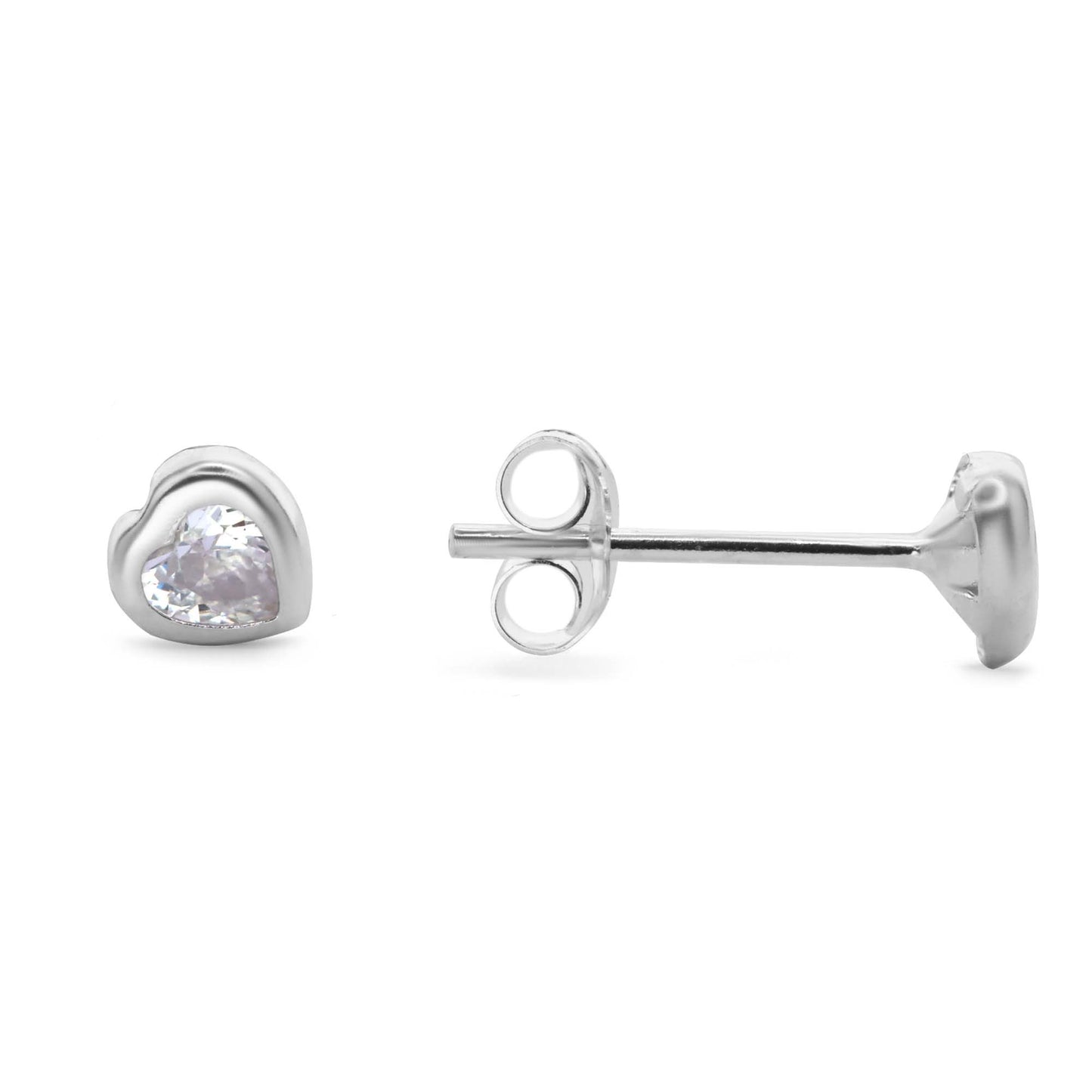 Aros de Plata 925 Estilo Punto de Luz Corazón 4 mm