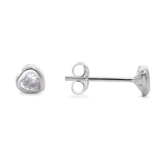 Aros de Plata 925 Estilo Punto de Luz Corazón 4 mm