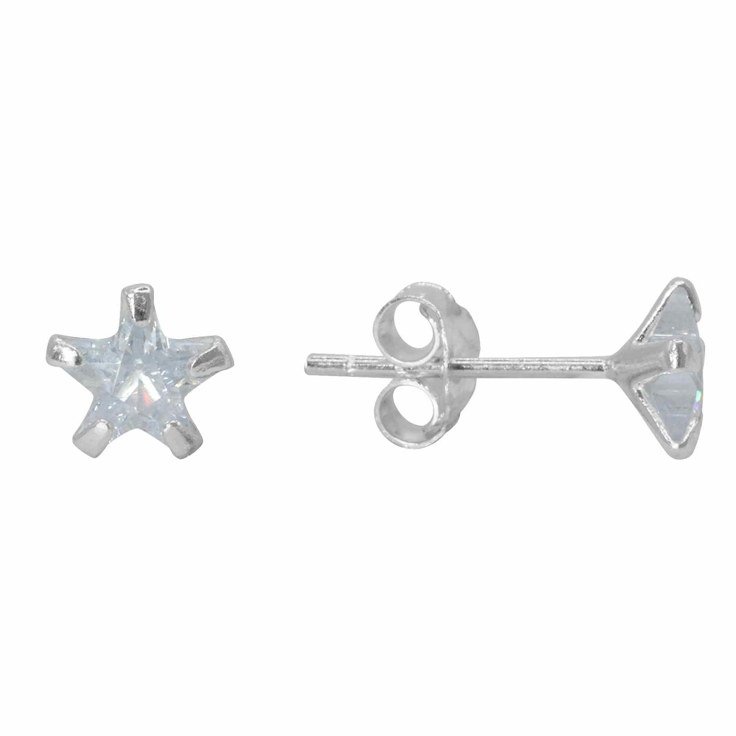 Aros de Plata 925 Estrellas de Circón 5 mm