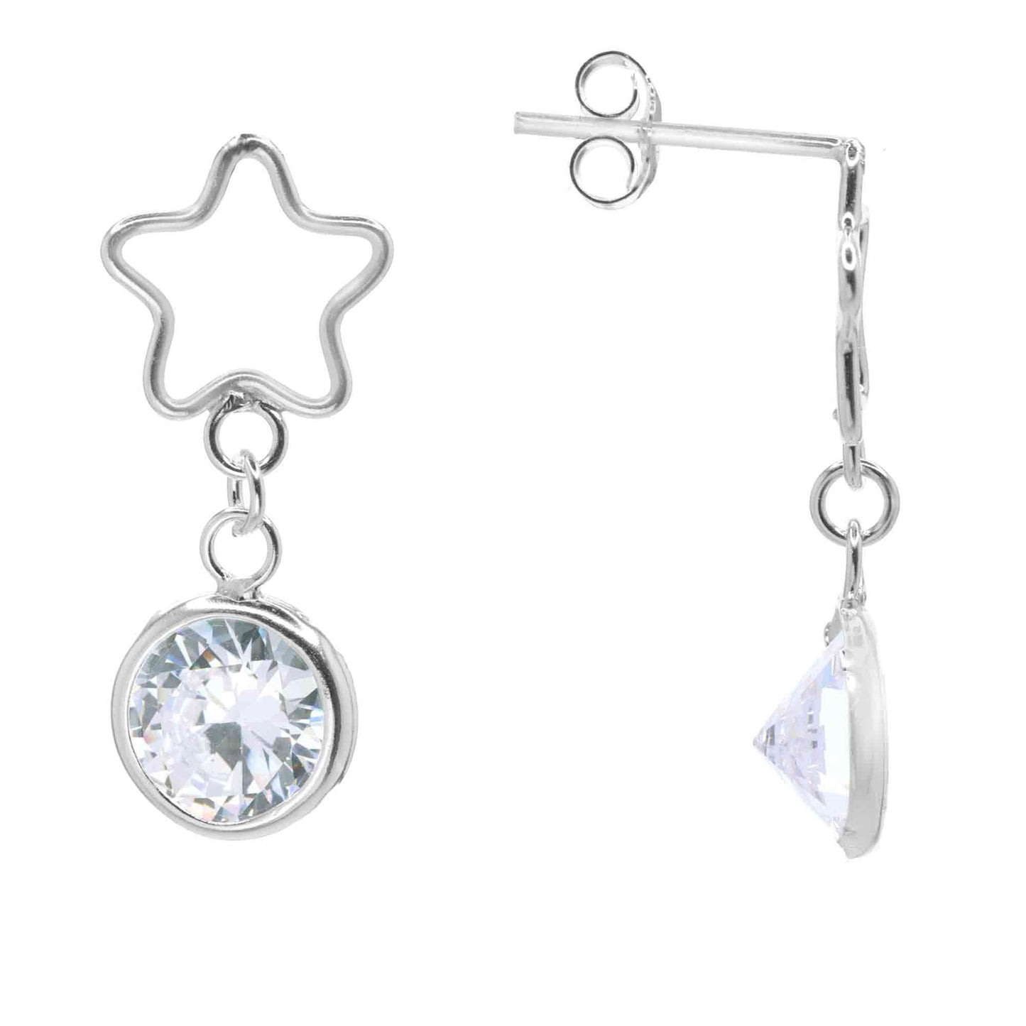 Aros de Plata 925 Figura Estrella con Circón