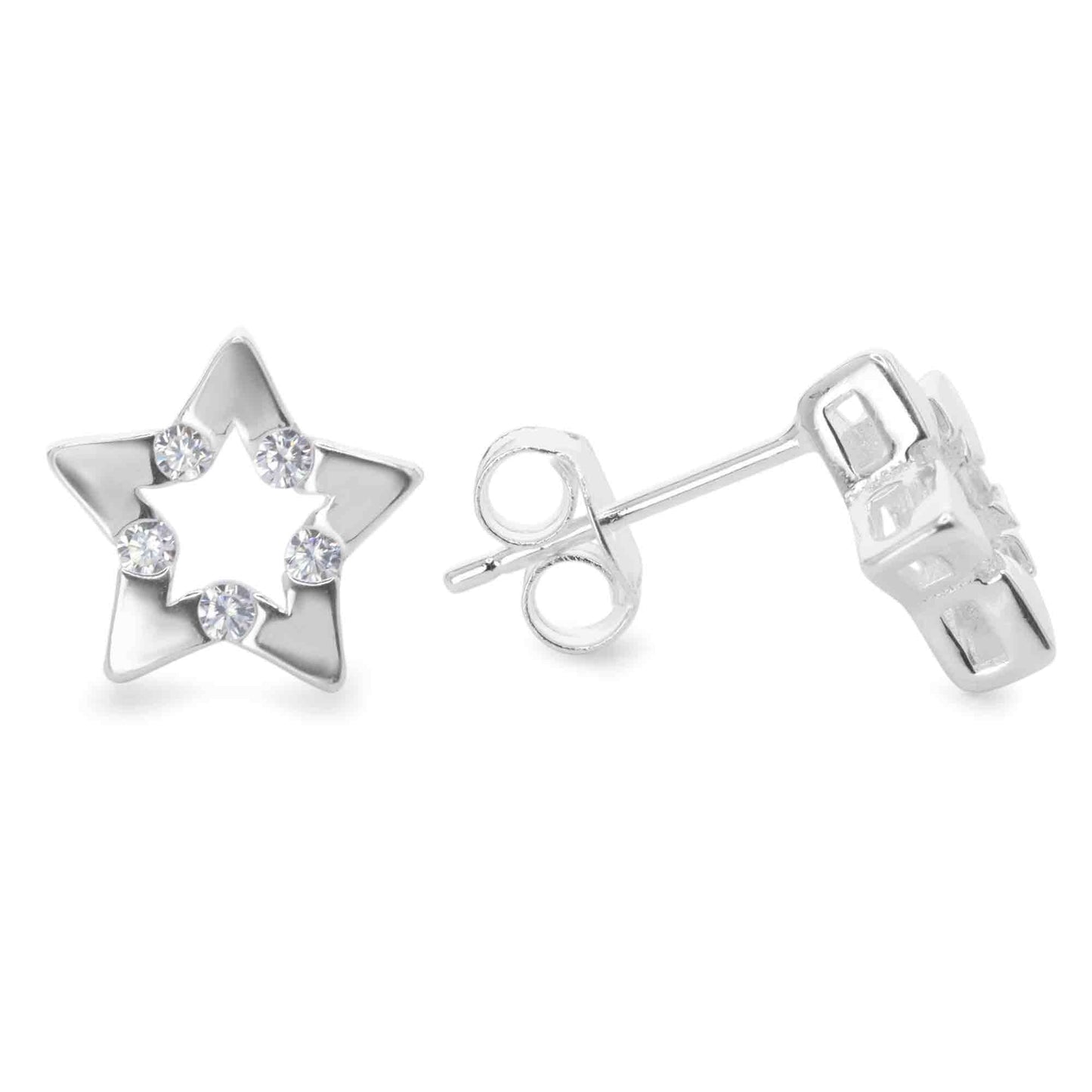 Aros de Plata 925 Figura Estrella con Mini Circones