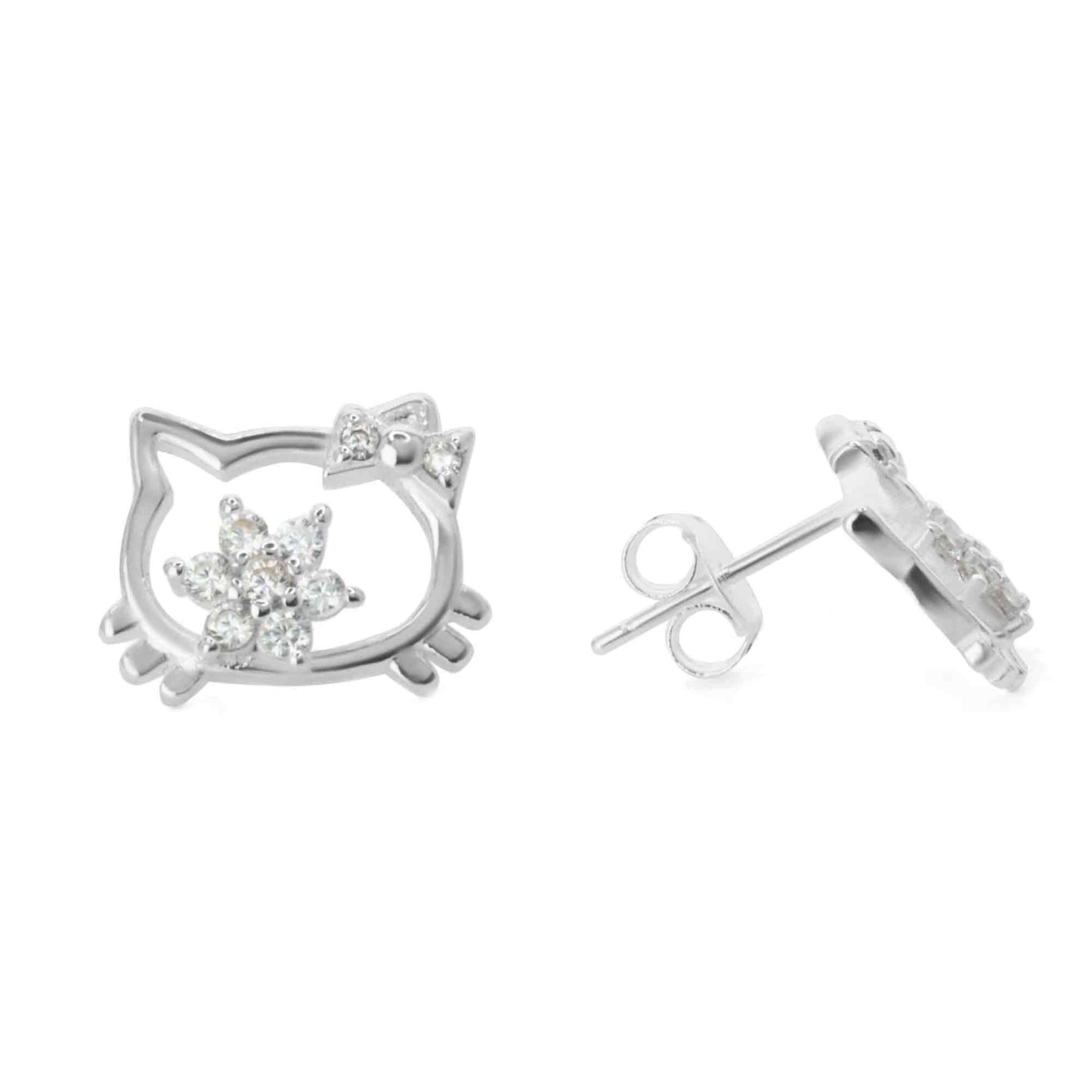Aros de Plata 925 Figura Hello Kitty con Circones
