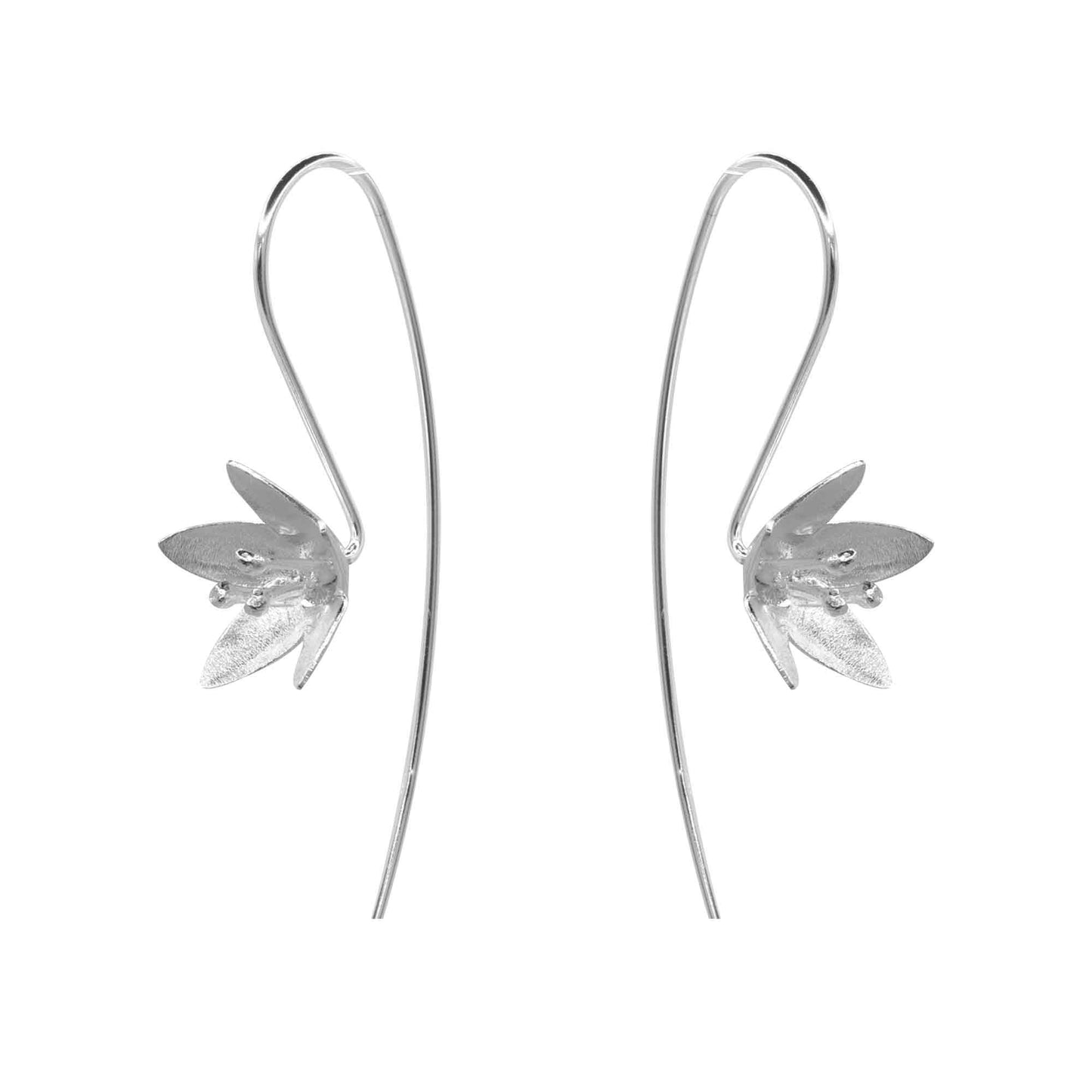Aros de Plata 925 Floreado Estilo Magnolia