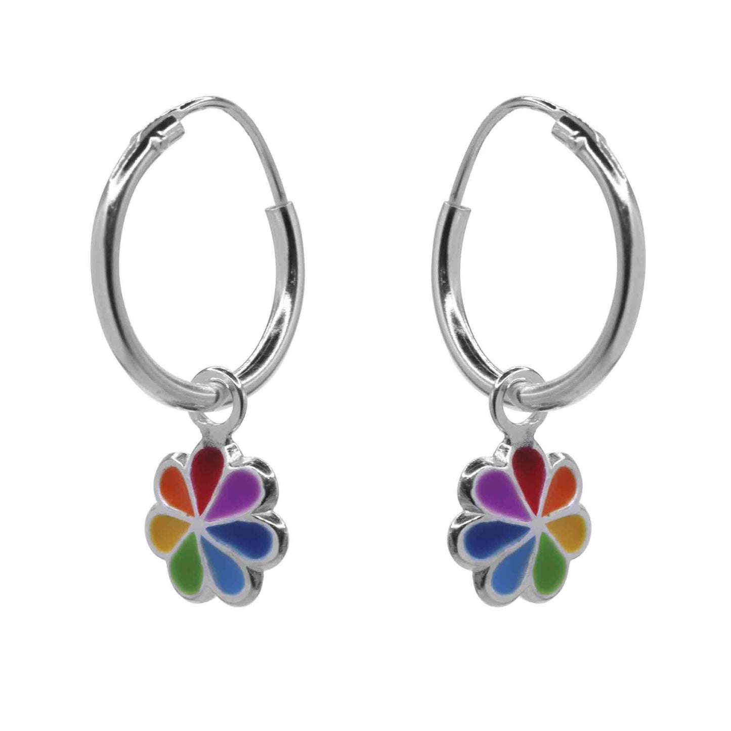 Aros de Plata 925 Flores Arcoíris