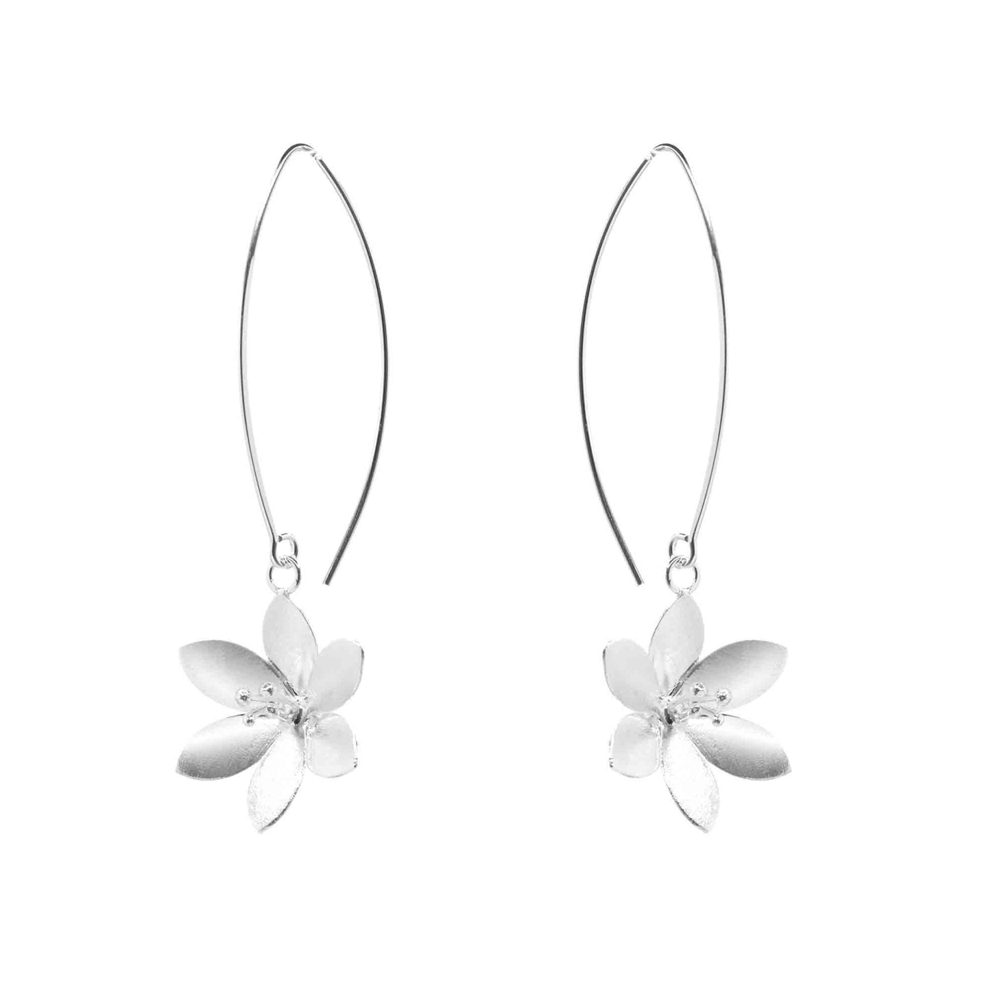 Aros de Plata 925 Flores de Cerezo con Pistilo