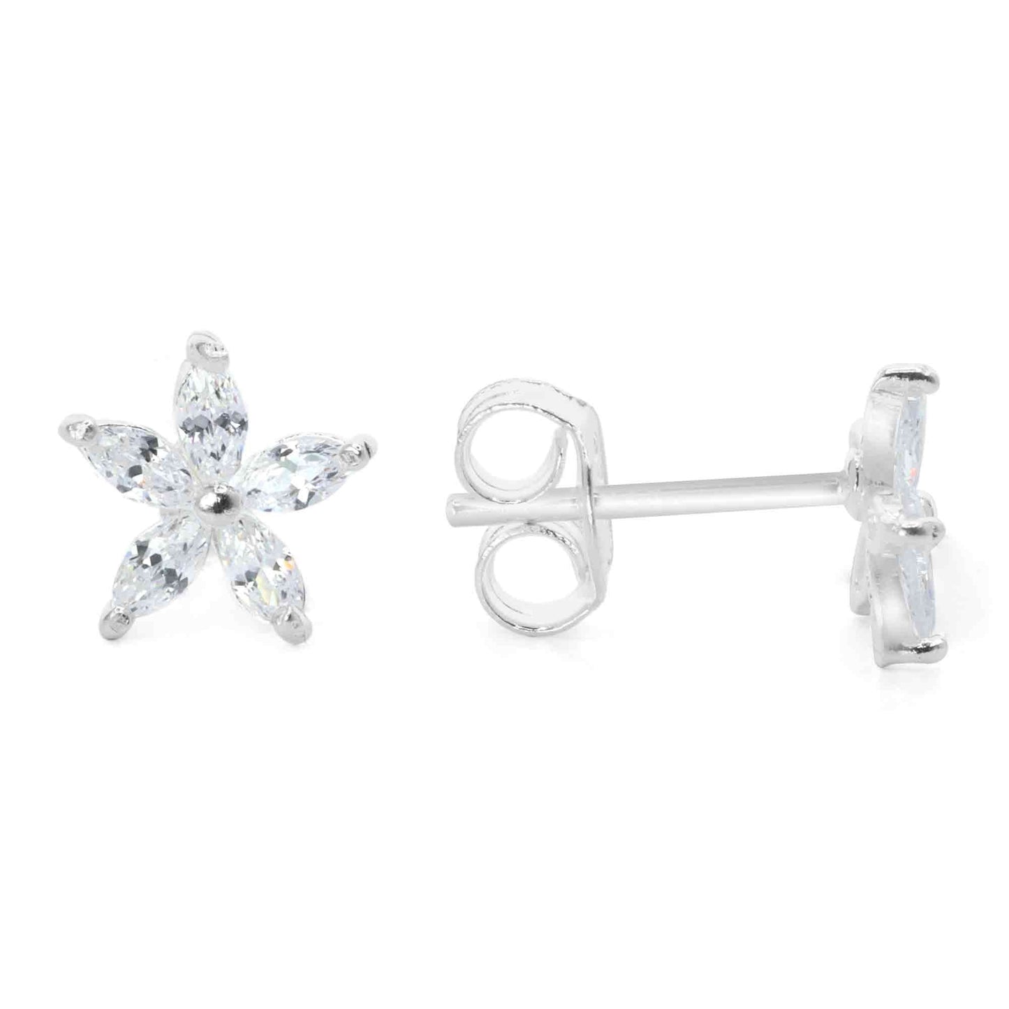 Aros de Plata 925 Flores de Circón 8 mm