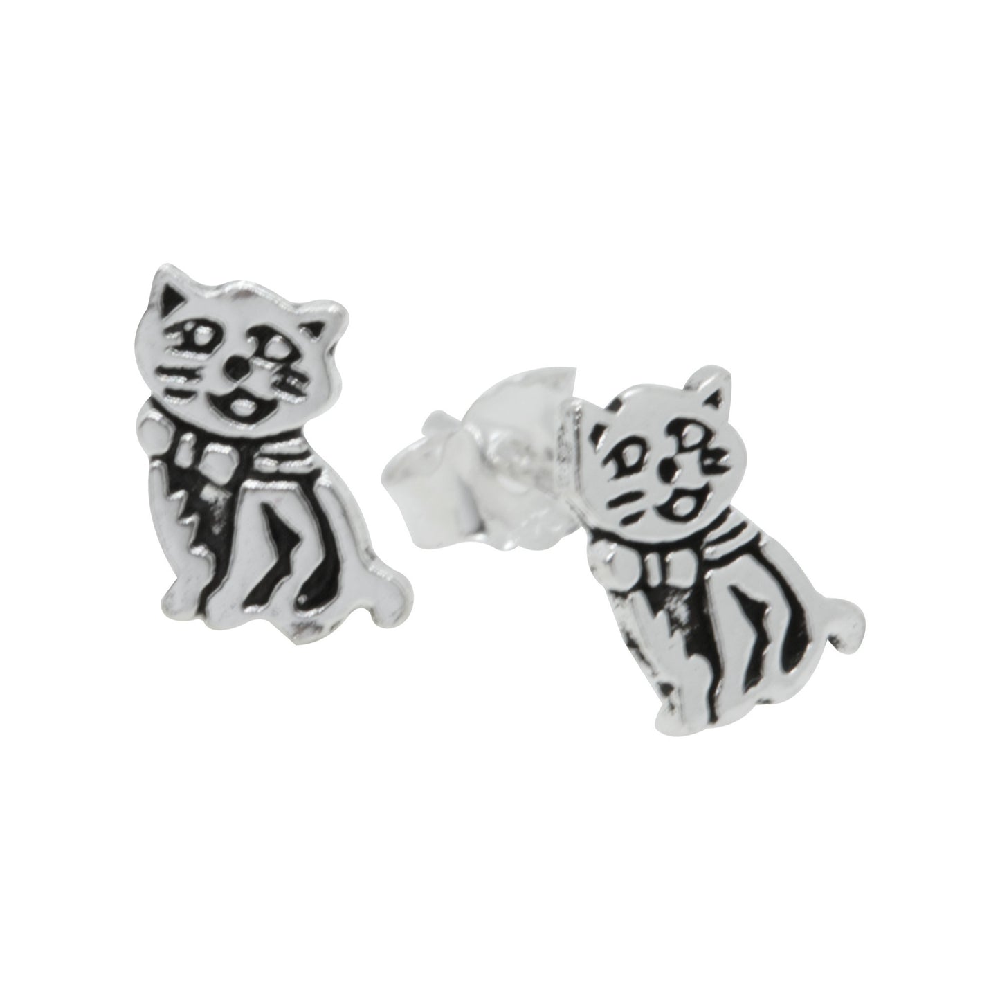Aros de Plata Gato con Corbatín