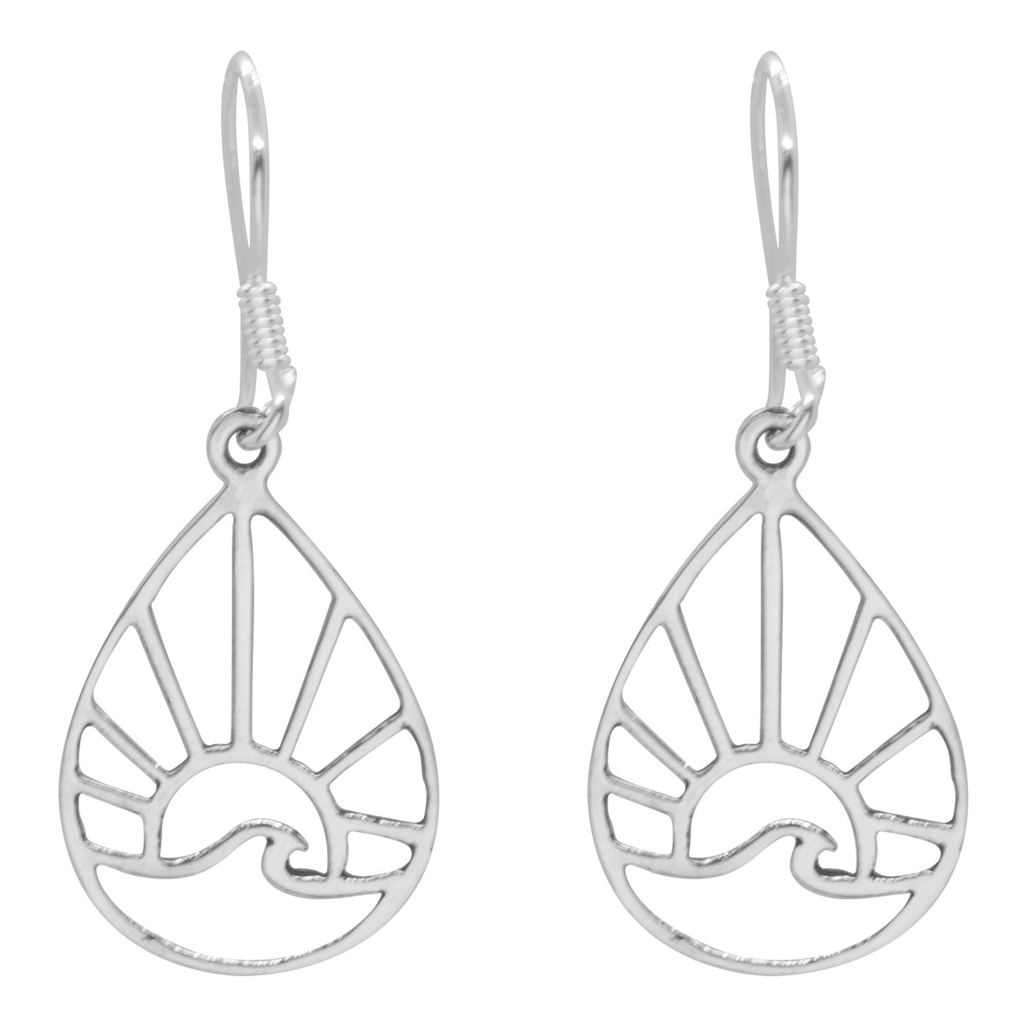 Aros de Plata 925 Gota Ola Amanecer