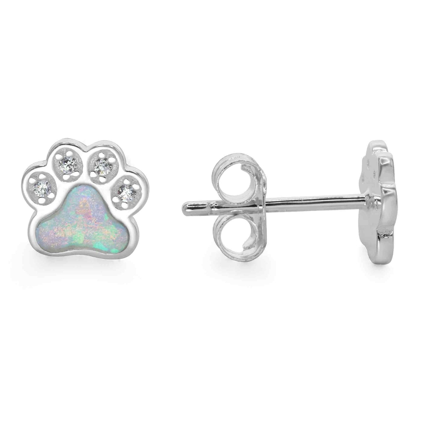 Aros de Plata 925 Huellas con Circones y Ópalo Australiano