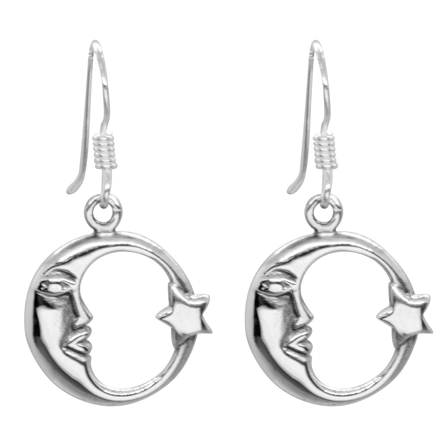 Aros de Plata 925 Media Luna y Estrella