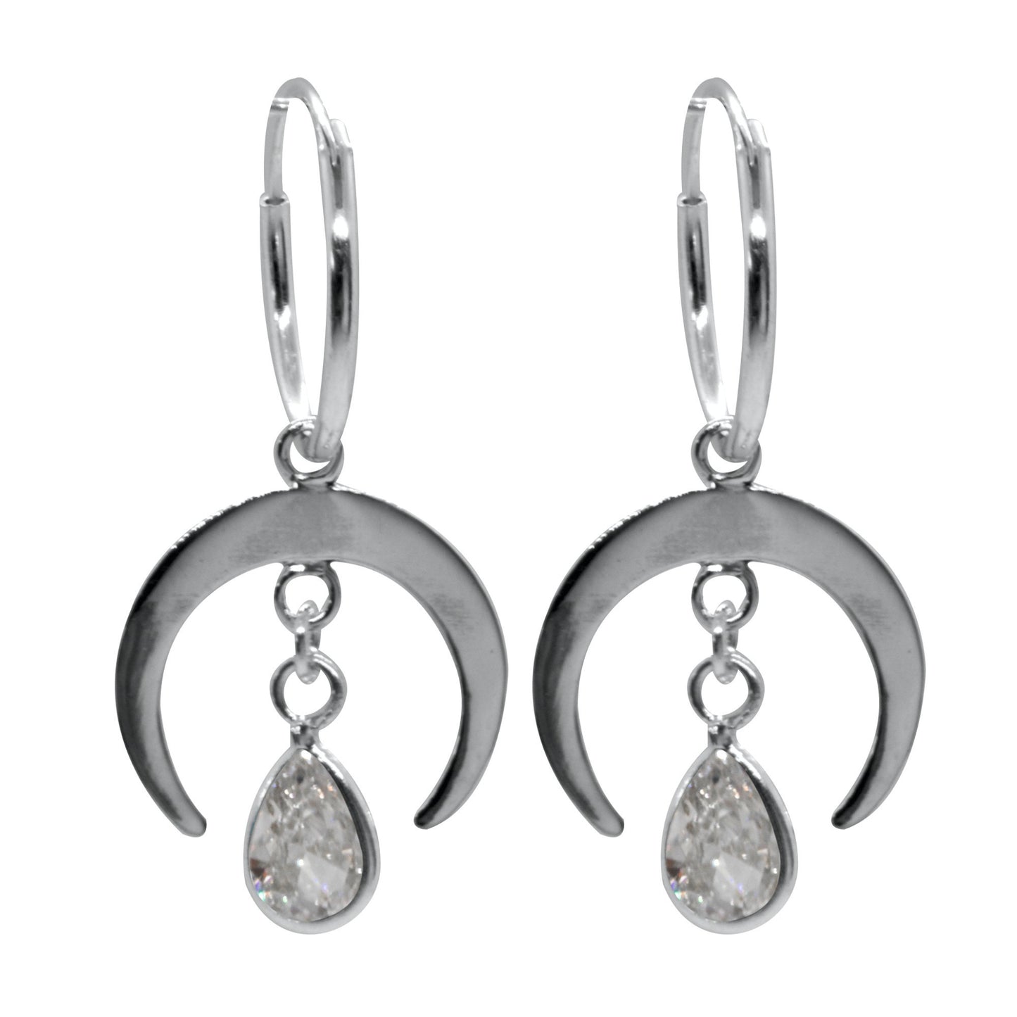 Aros de Plata Medialuna con Circón