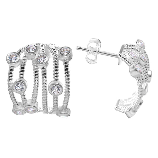 Aros de Plata 925 Modelo Argolla Irregular con Circones