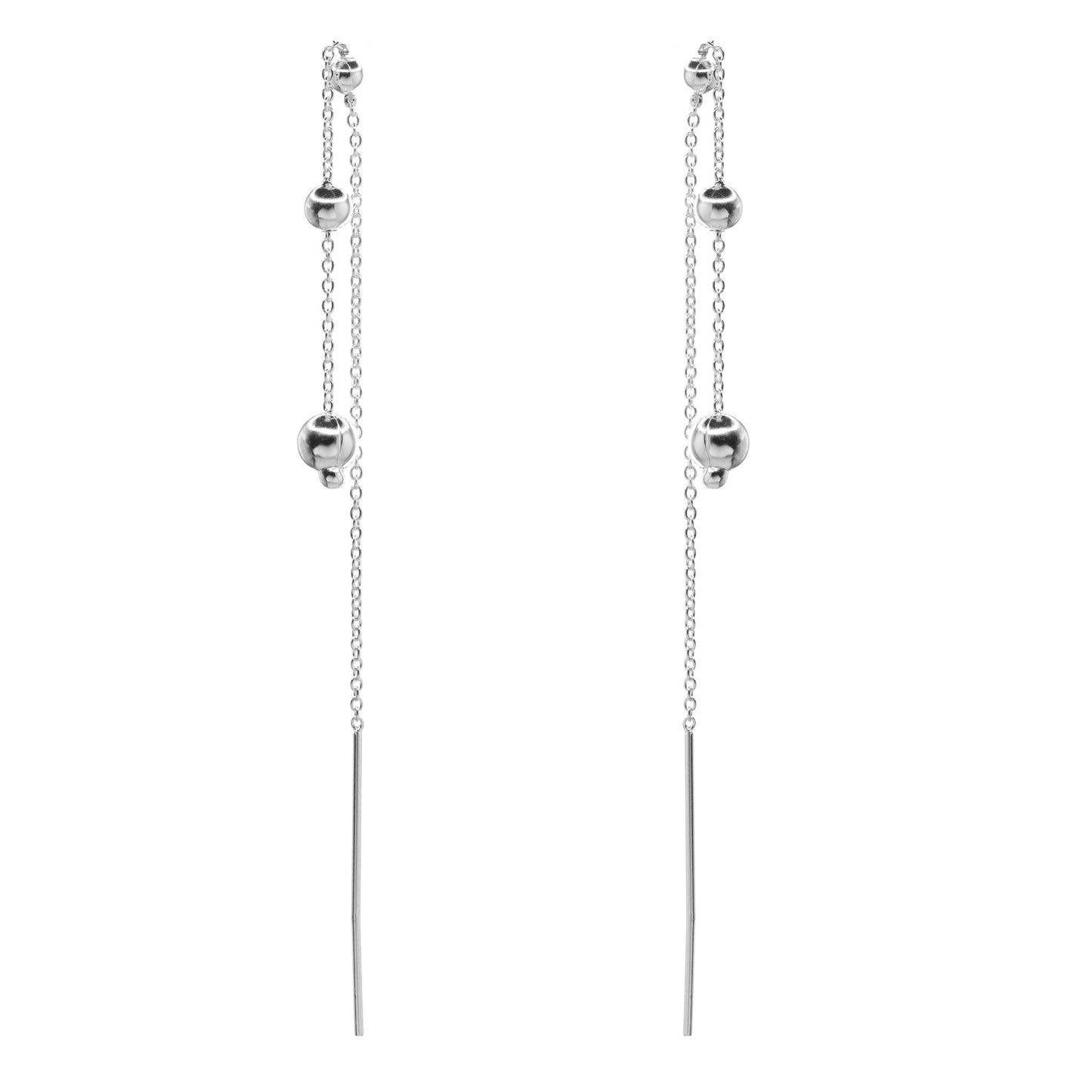 Aros de Plata 925 Modelo Cadena con Esferas