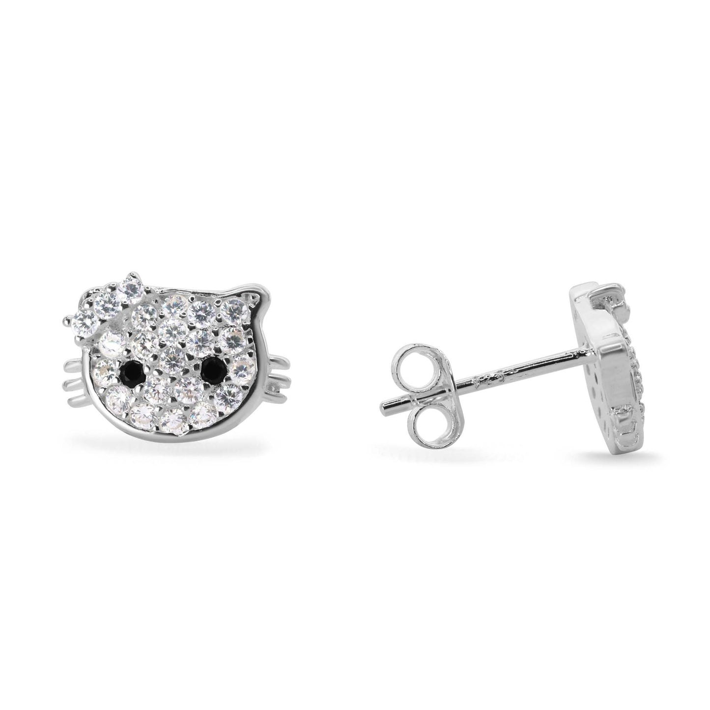 Aros de Plata 925 Modelo Hello Kitty con Circones