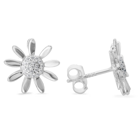 Aros de Plata 925 Modelo Margarita con Circones