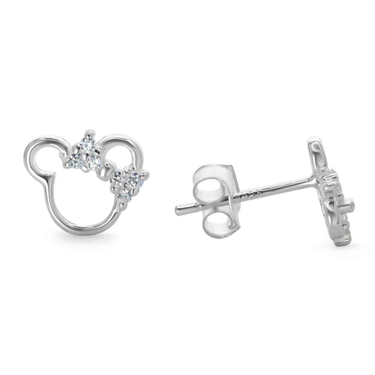 Aros de Plata 925 Modelo Minnie Mouse con Moño de Pequeños Circones