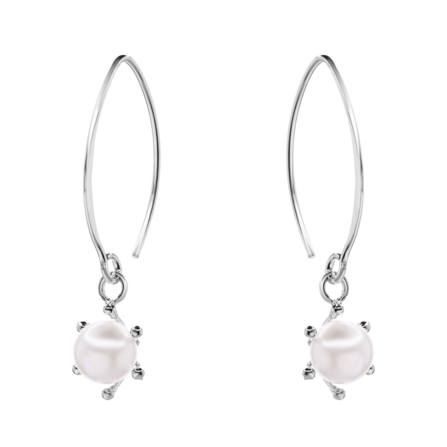 Aros de Plata 925 Modelo Pistilo con Gancho y Perla de Imitación