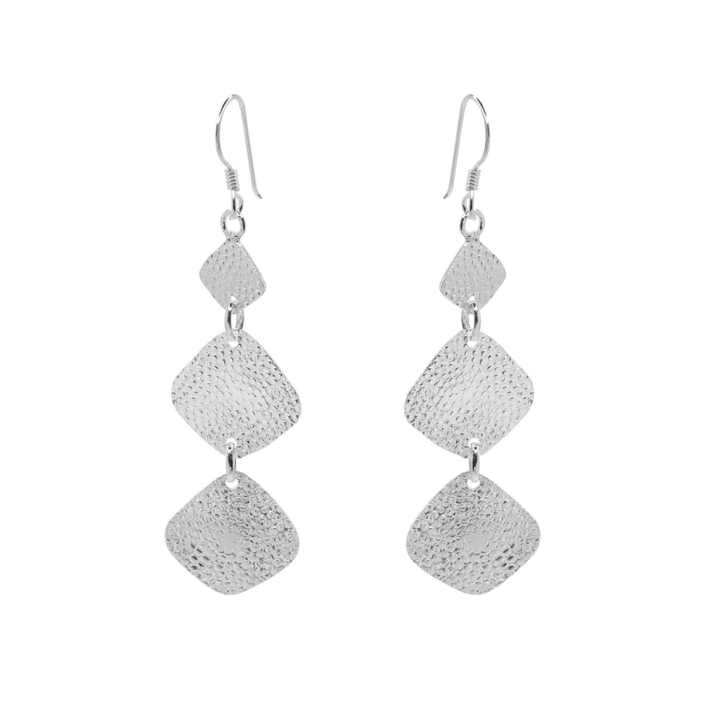 Aros de Plata 925 Modelo Placas con Textura en Caída