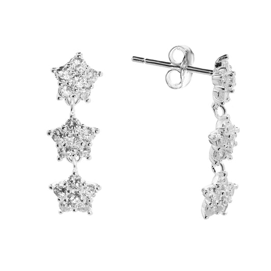 Aros de Plata 925 Modelos Trío de Flores con Circones