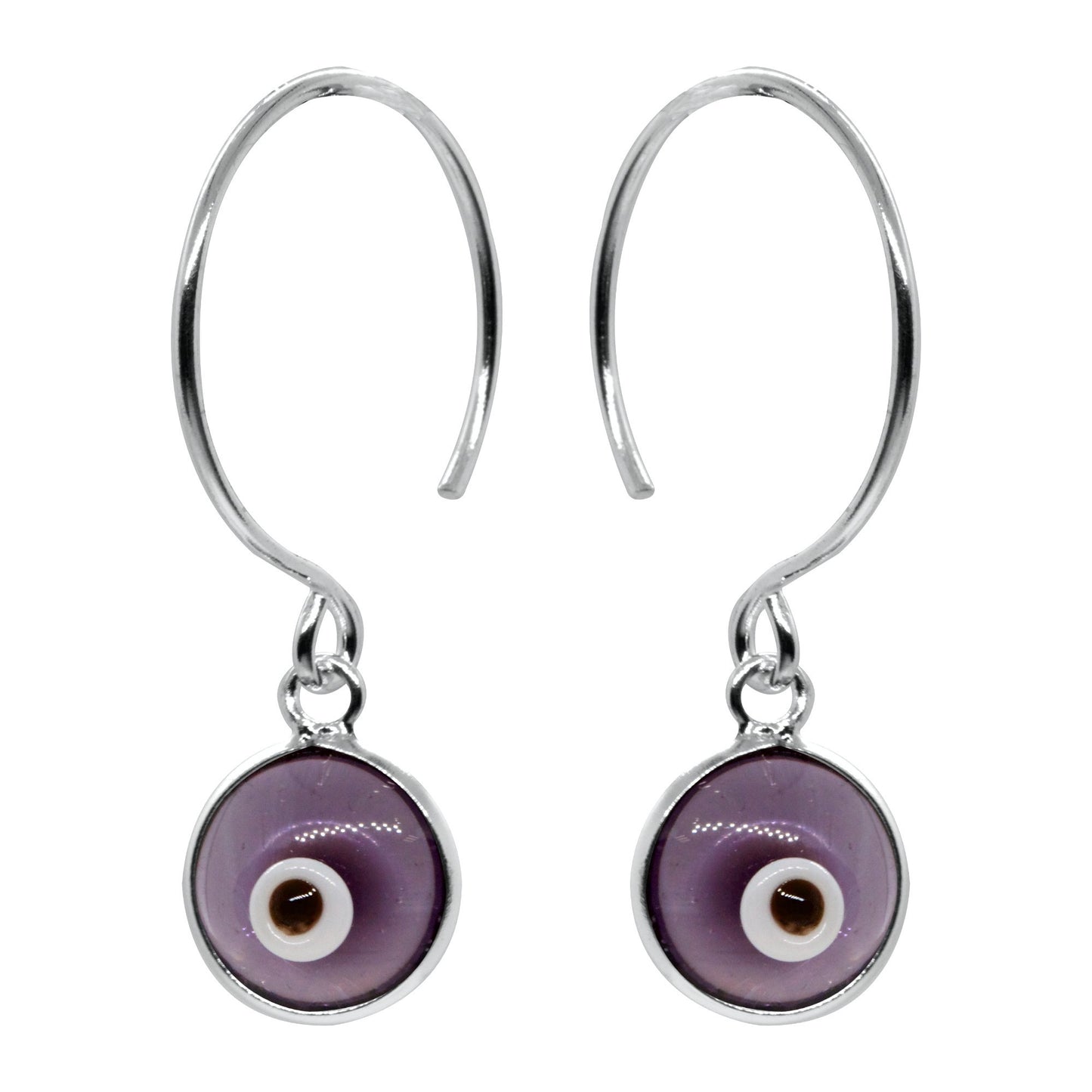 Aros de Plata 925 Ojo Turco Lila