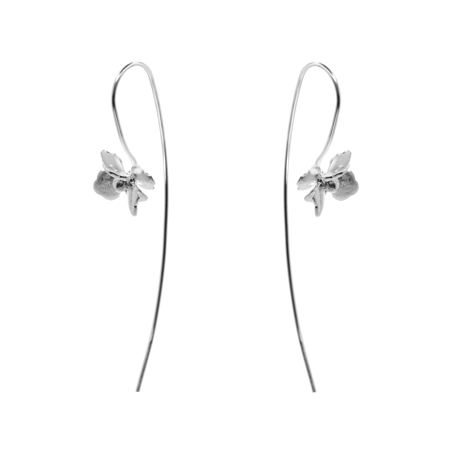 Aros de Plata 925 Pasador Modelo Flores Satinadas