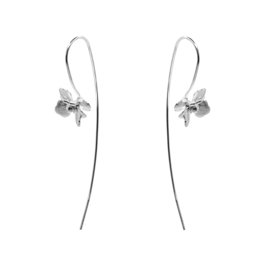 Aros de Plata 925 Pasador Modelo Flores Satinadas