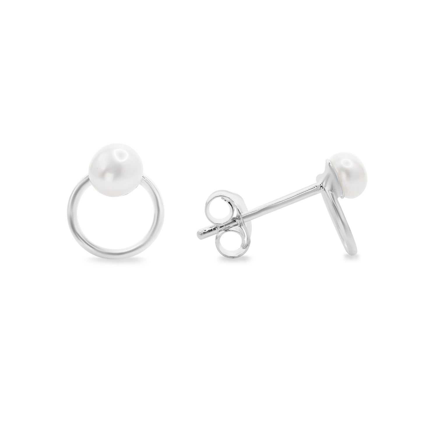 Aros de Plata Pequeña Argolla con Perla