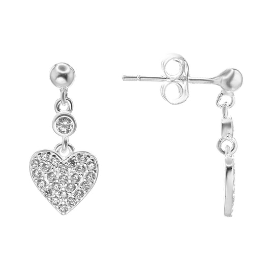 Aros de Plata 925 Pequeña Esfera con Placas Forma de Corazón