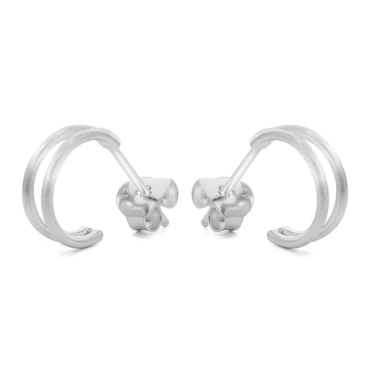 Aros de Plata 925 Pequeñas Doble Argolla