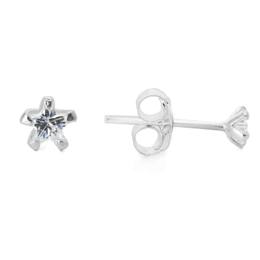 Aros de Plata 925 Pequeñas Estrellas de Circón 3 mm