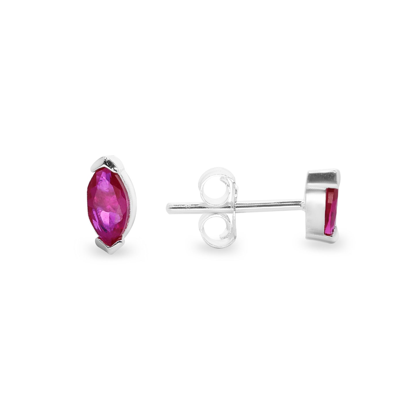 Aros de Plata 925 Pequeños Circones Ovalados Magenta