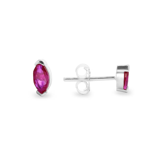 Aros de Plata 925 Pequeños Circones Ovalados Magenta