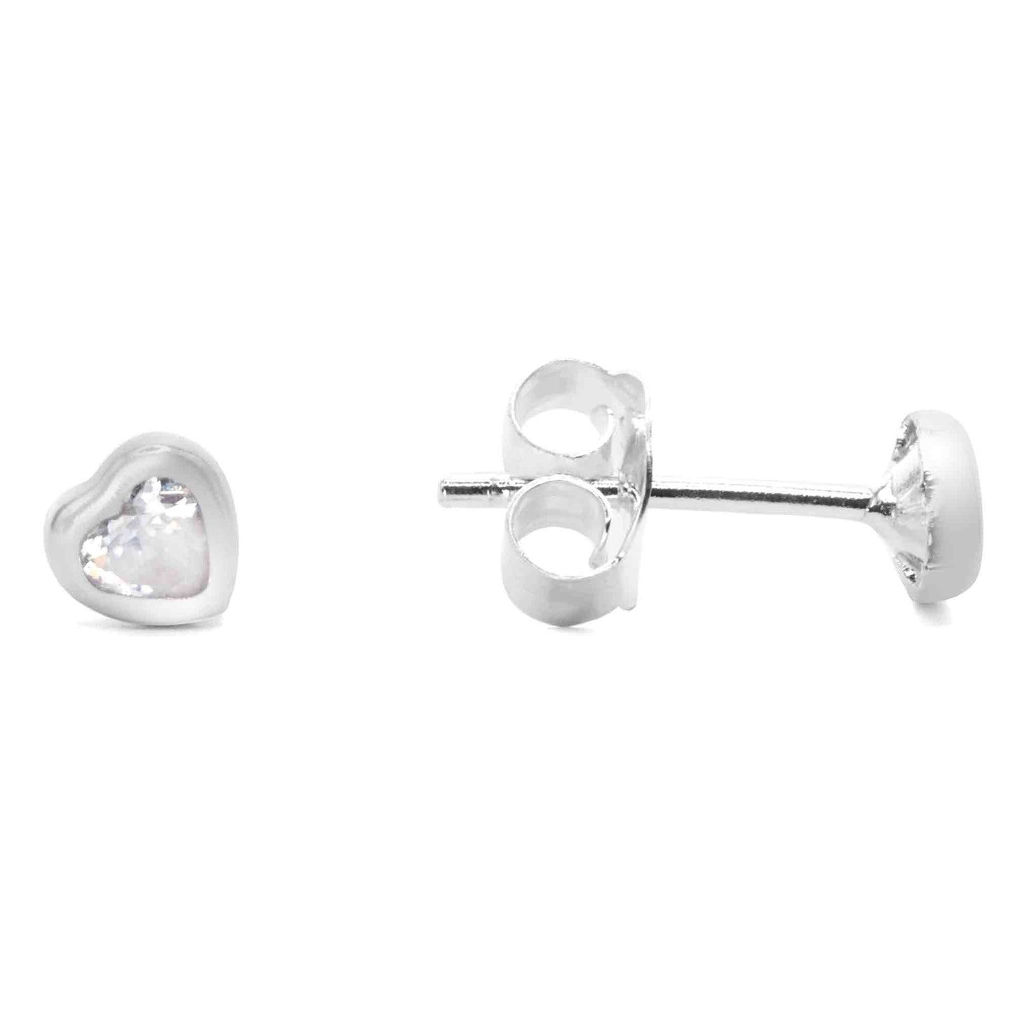 Aros de Plata 925 Pequeños Corazones con Circón 5 mm