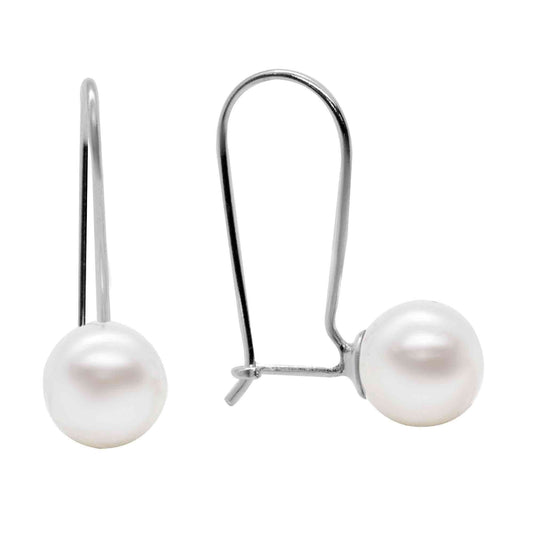 Aros de Plata 925 Perla 6 mm